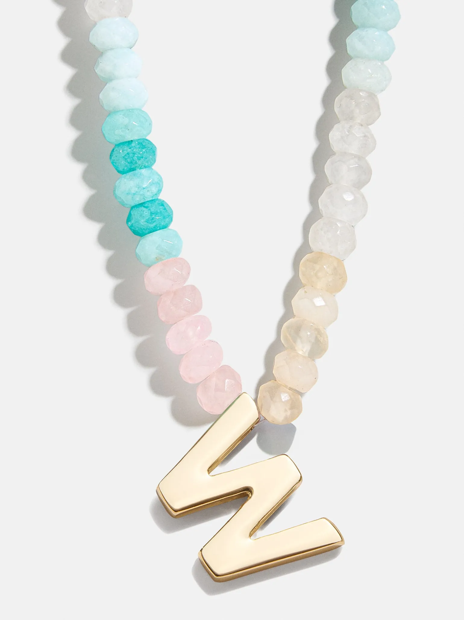 Semi-Precious Block Initial Necklace - Light Multi