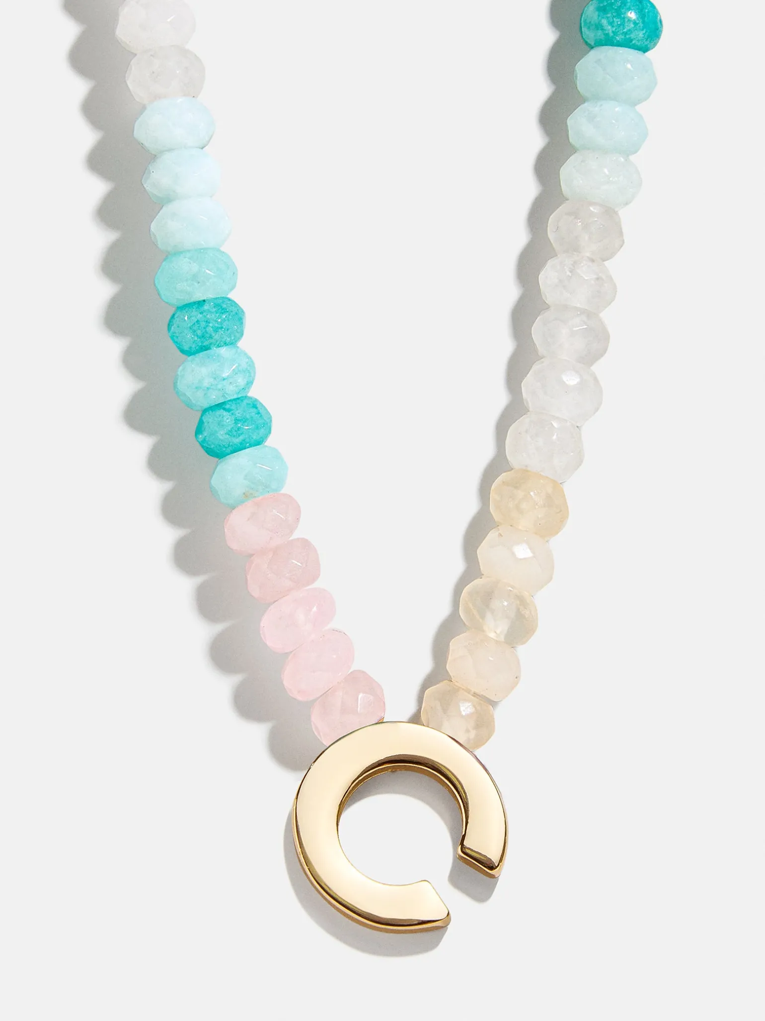 Semi-Precious Block Initial Necklace - Light Multi