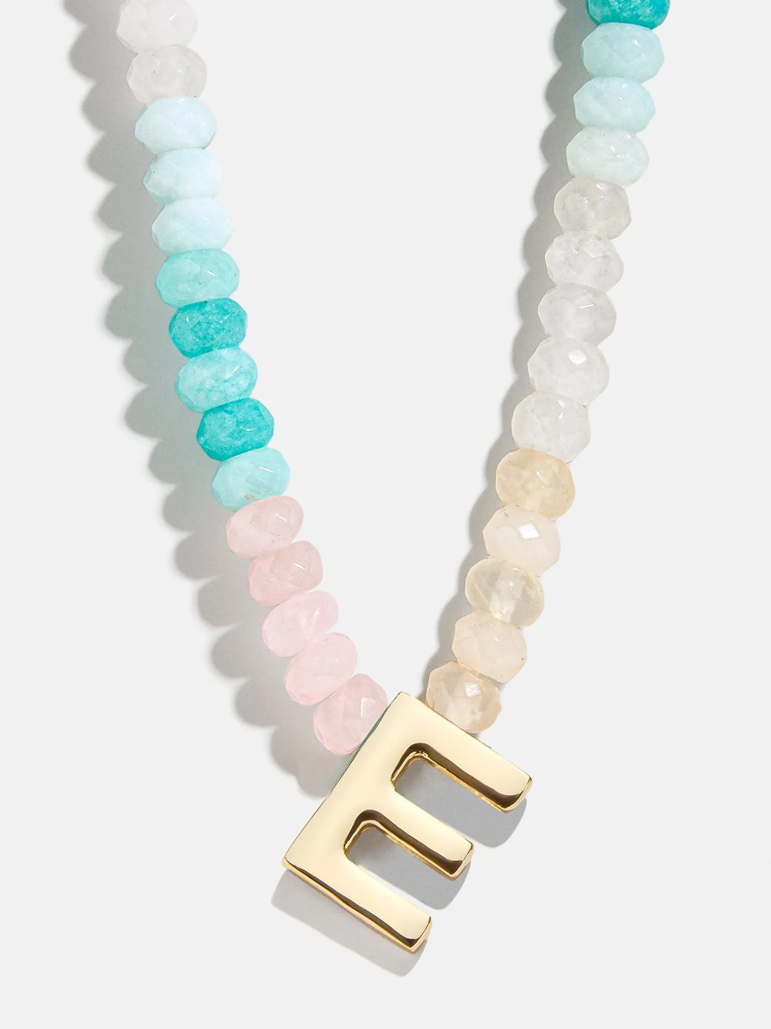 Semi-Precious Block Initial Necklace - Light Multi
