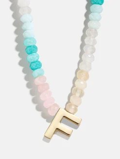 Semi-Precious Block Initial Necklace - Light Multi