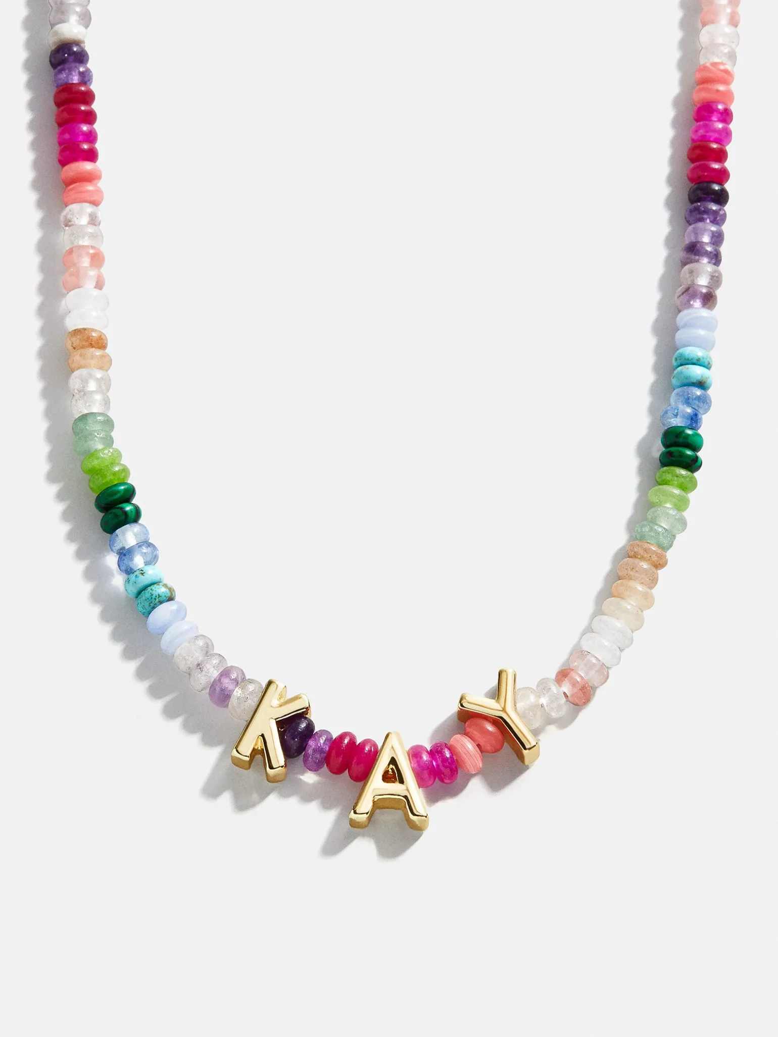 Semi-Precious Custom Nameplate Necklace - Multi