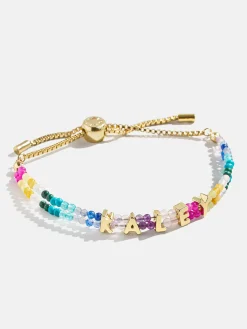 Semi-Precious Custom Nameplate Bracelet - Multi
