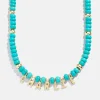 Semi-Precious Gold Custom Nameplate Necklace - Gold/Blue