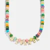 Semi-Precious Gold Custom Nameplate Necklace - Gold/Multi