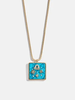 Semi-Precious Zodiac Pendant Necklace - Libra