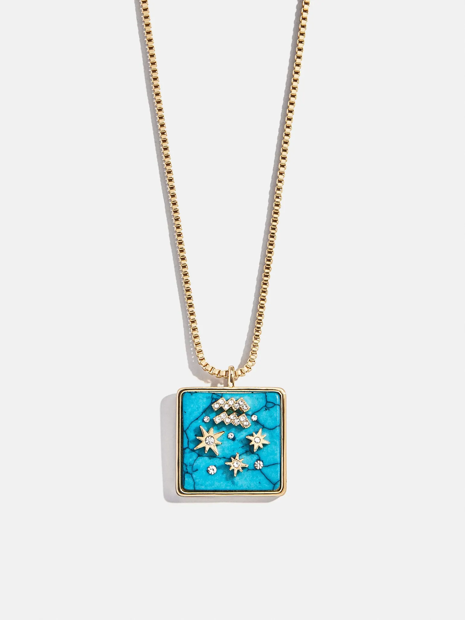 Semi-Precious Zodiac Pendant Necklace - Aquarius
