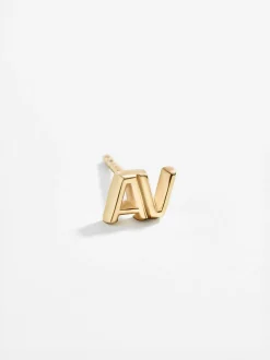 Single 18K Gold Vermeil Double Initial Earring - Gold