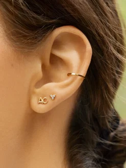 Single 18K Gold Vermeil Double Initial Earring - Gold