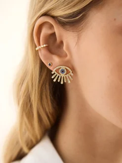 Sohla Evil Eye Earrings - Gold/Blue