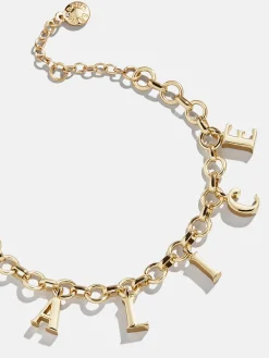 Spaced Letter Custom Charm Bracelet - Gold