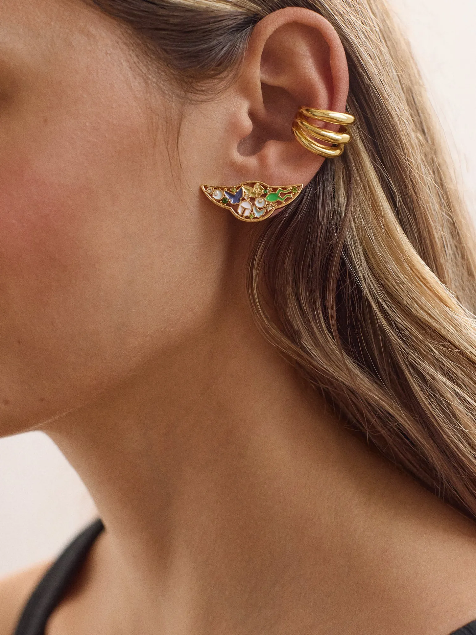 STAR WARS™ GROGU™ Cluster Earrings - Gold/Green
