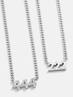 Sterling Silver Custom Angel Number Necklace - Silver