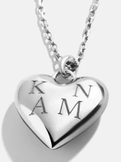 Sterling Silver Custom Bubble Heart Necklace - Sterling Silver