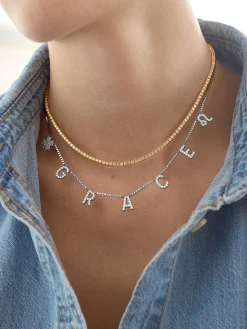 Sterling Silver Custom Icon Necklace - Sterling Silver. Pavé Cubic Zirconia Stones