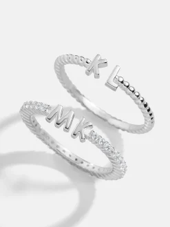 Sterling Silver Custom Initial Ring - Silver