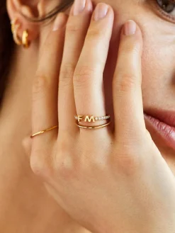 Sterling Silver Custom Initial Ring - Silver