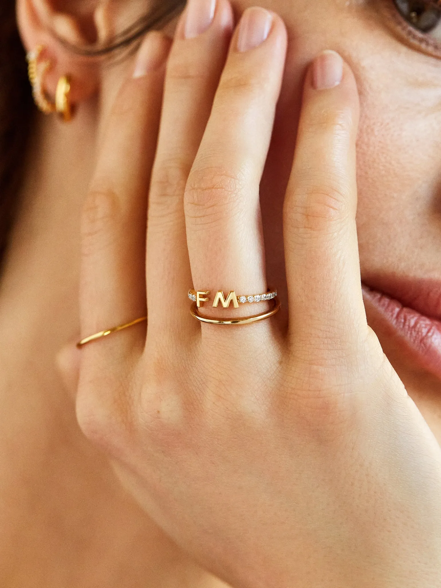 Sterling Silver Custom Initial Ring - Silver