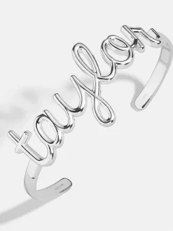 Sterling Silver Custom Nameplate Cuff Bracelet - Sterling Silver