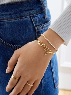 Sterling Silver Custom Nameplate Cuff Bracelet - Sterling Silver