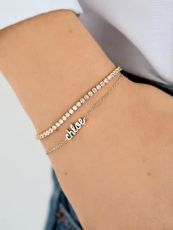 Sterling Silver Custom Nameplate Bracelet - Sterling Silver
