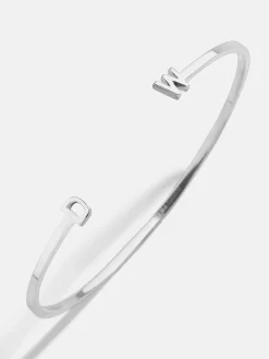 Sterling Silver Double Initial Custom Cuff Bracelet - Pavé/Silver