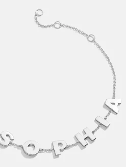 Sterling Silver Spaced Letter Custom Name Bracelet - Sterling Silver