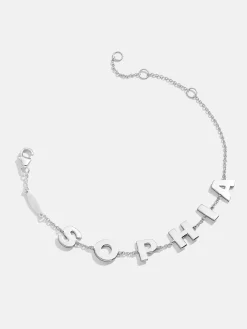 Sterling Silver Spaced Letter Custom Name Bracelet - Sterling Silver