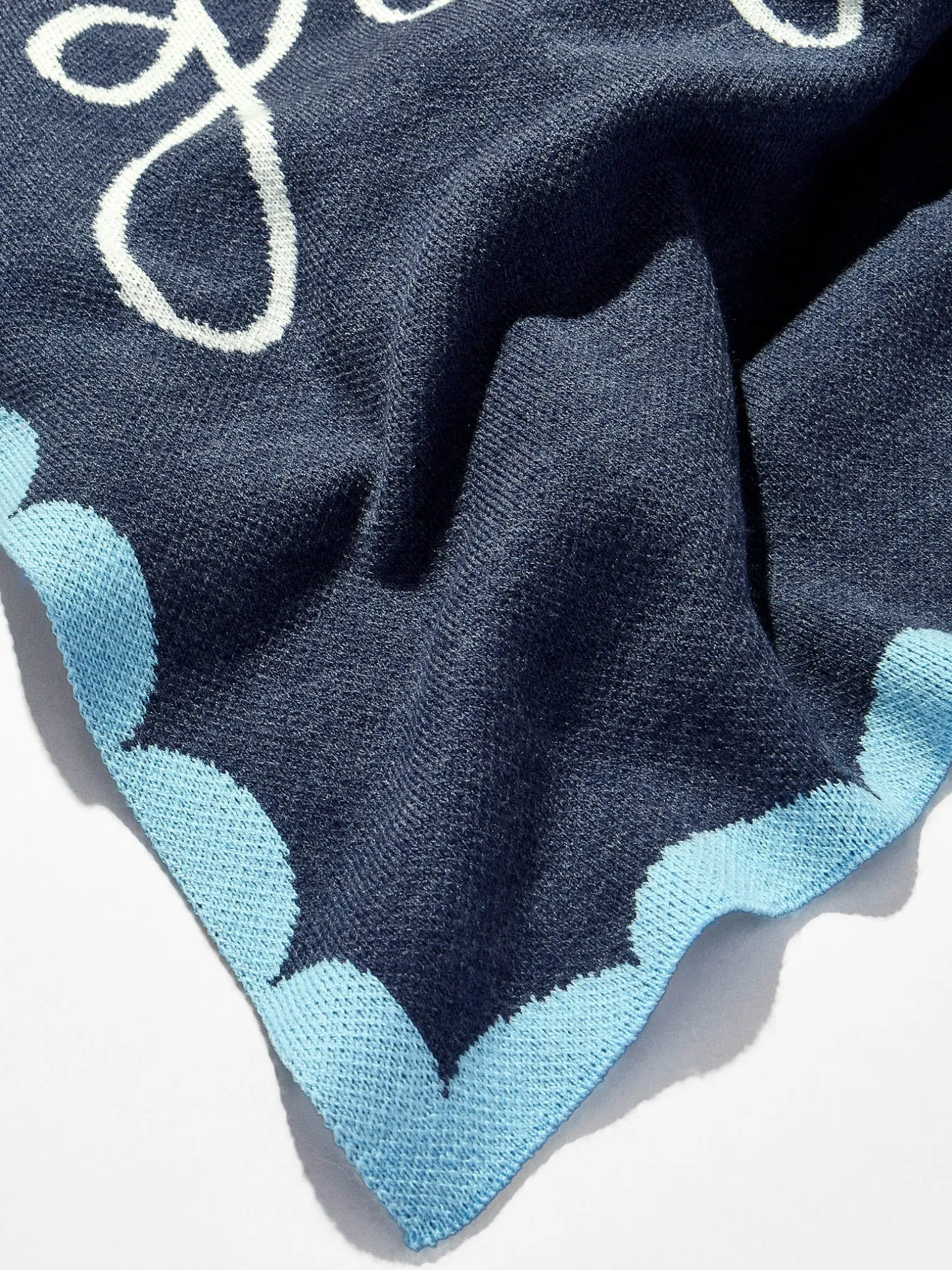 Subtly Scalloped Custom Blanket - Navy/Blue
