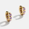 Sydney 18K Gold Vermeil Birthstone Earrings - Light Amethyst