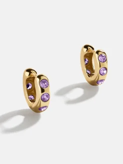 Sydney 18K Gold Vermeil Birthstone Earrings - Light Amethyst