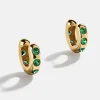 Sydney 18K Gold Vermeil Birthstone Earrings - Emerald