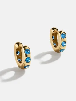 Sydney 18K Gold Vermeil Birthstone Earrings - Blue Zircon