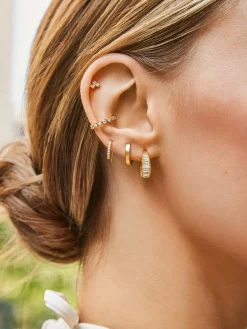 Tina 18K Gold Vermeil Earrings - Gold/Pavé