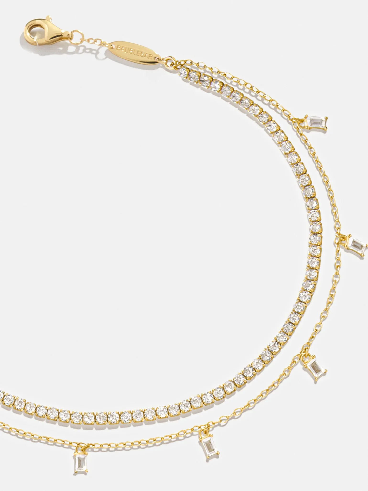 Tina 18K Gold Vermeil Layered Anklet - Gold/Pavé