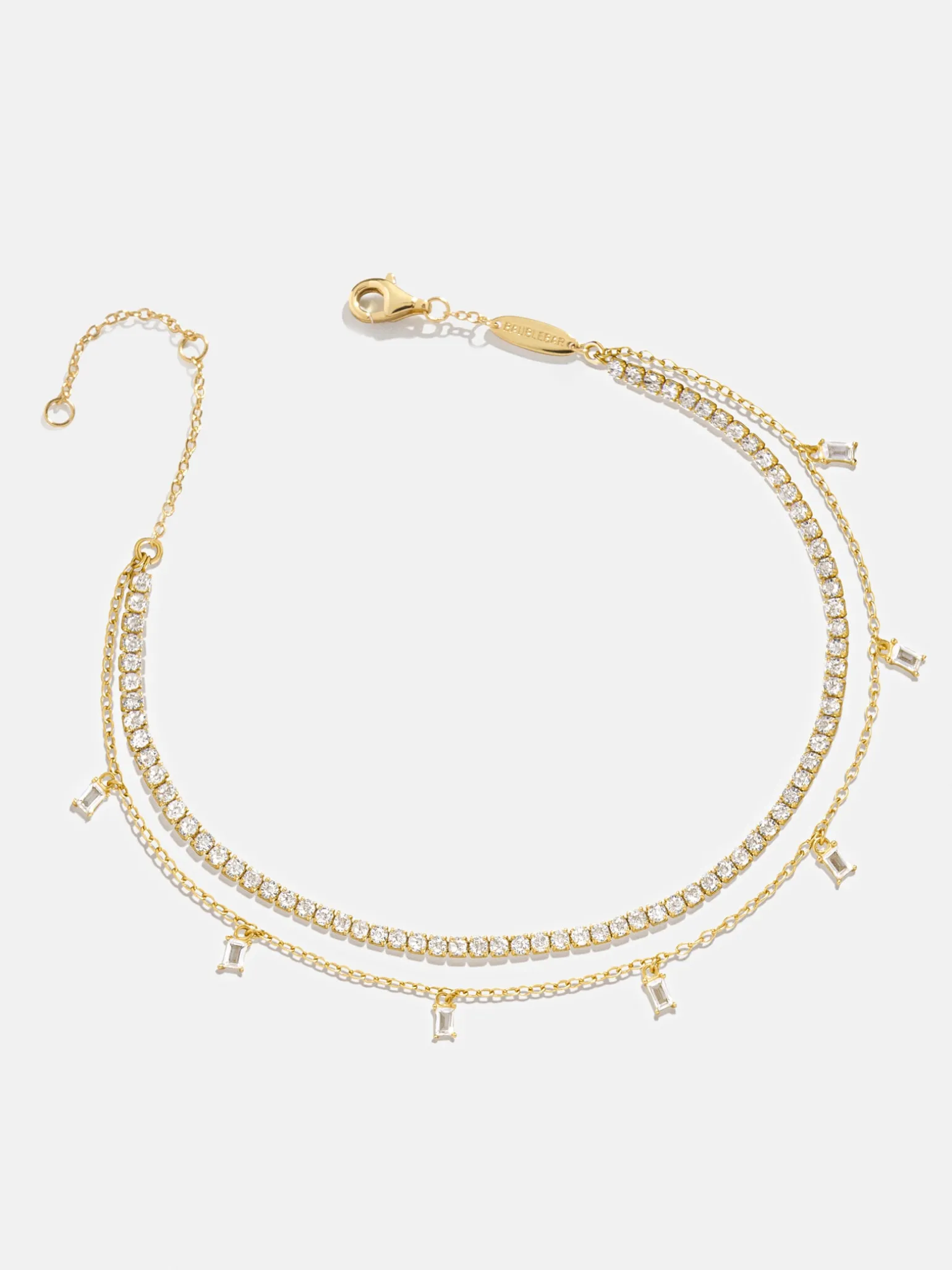 Tina 18K Gold Vermeil Layered Anklet - Gold/Pavé