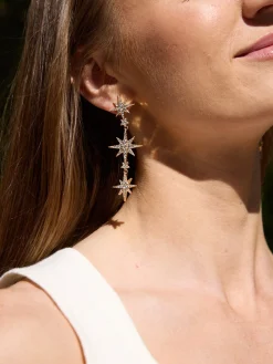 Venus Celestial Statement Earrings - Gold/Pavé
