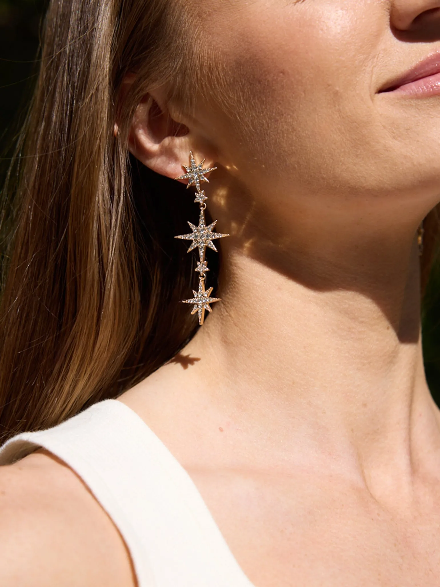 Venus Celestial Statement Earrings - Gold/Pavé
