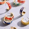 WEAR By Erin Andrews X BaubleBar New York Yankees Enamel Hoop Earrings - New York Yankees