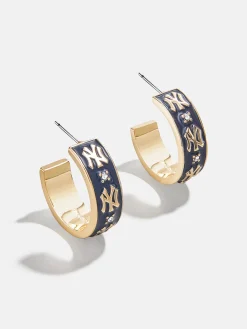 WEAR By Erin Andrews X BaubleBar New York Yankees Enamel Hoop Earrings - New York Yankees