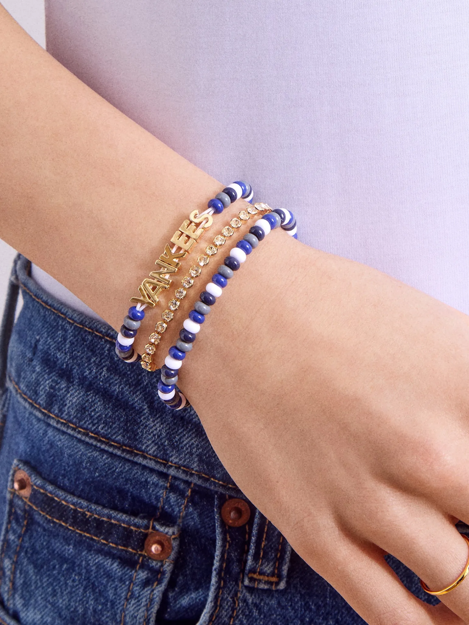 WEAR By Erin Andrews x BaubleBar New York Yankees Bracelet Set - New York Yankees