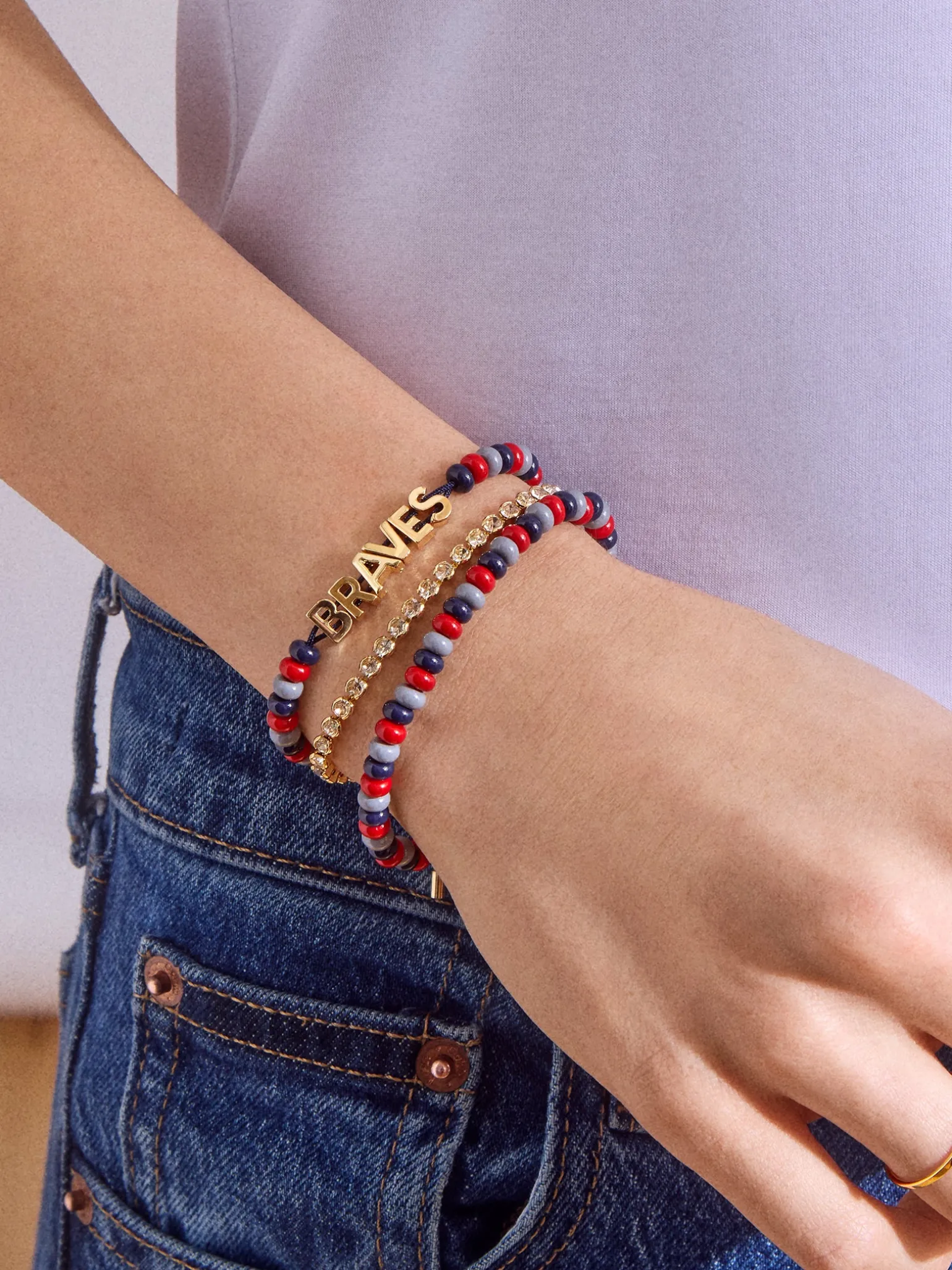 WEAR By Erin Andrews x BaubleBar Atlanta Braves Bracelet Set - Atlanta Braves