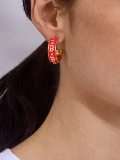 WEAR By Erin Andrews X BaubleBar Boston Red Sox Enamel Hoop Earrings - Boston Red Sox
