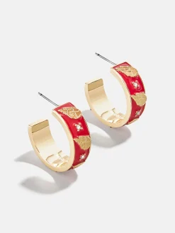WEAR By Erin Andrews X BaubleBar Cleveland Guardians Enamel Hoop Earrings - Cleveland Guardians