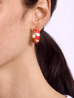 WEAR By Erin Andrews X BaubleBar Cleveland Guardians Enamel Hoop Earrings - Cleveland Guardians