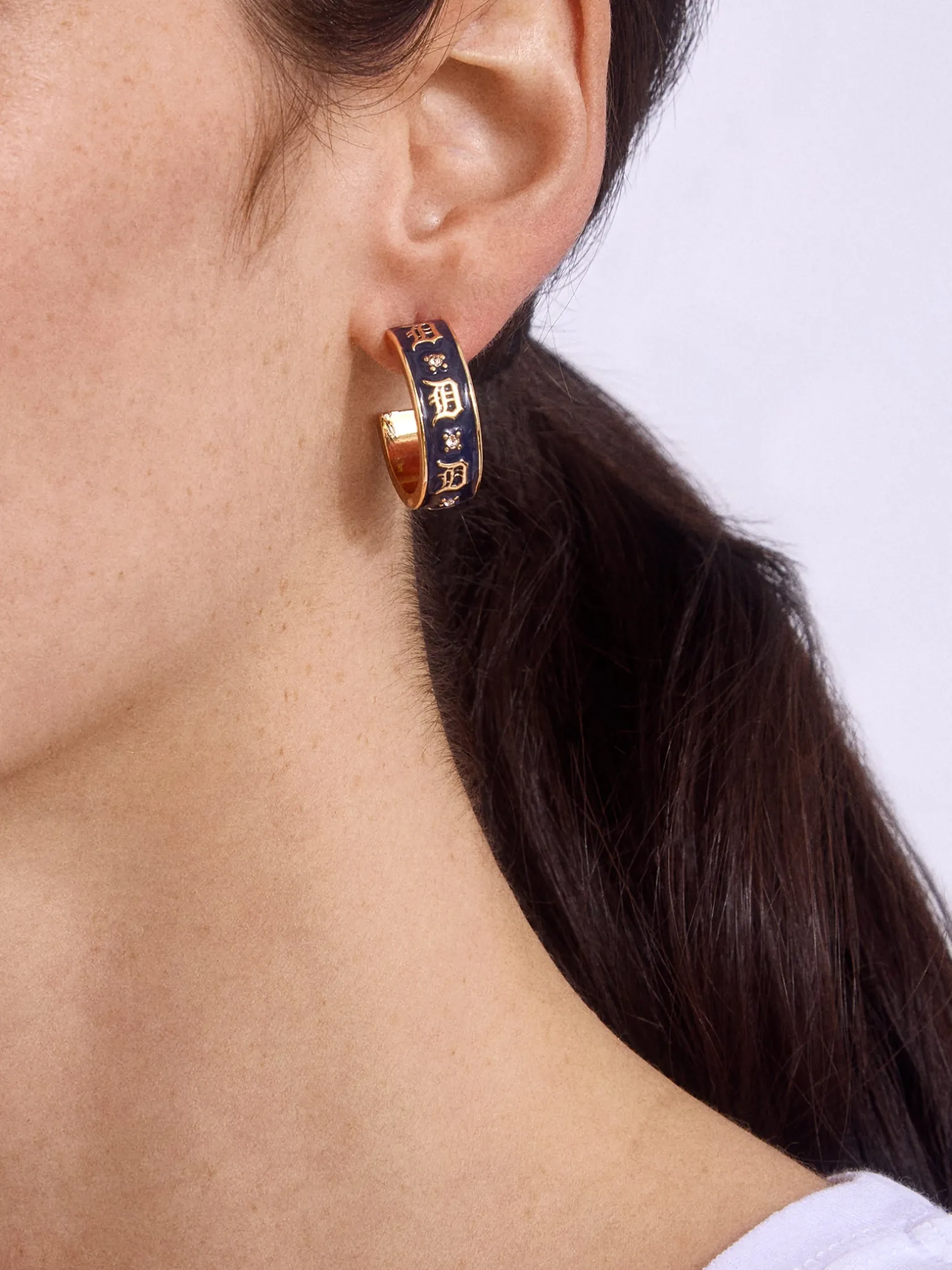 WEAR By Erin Andrews X BaubleBar Detroit Tigers Enamel Hoop Earrings - Detroit Tigers