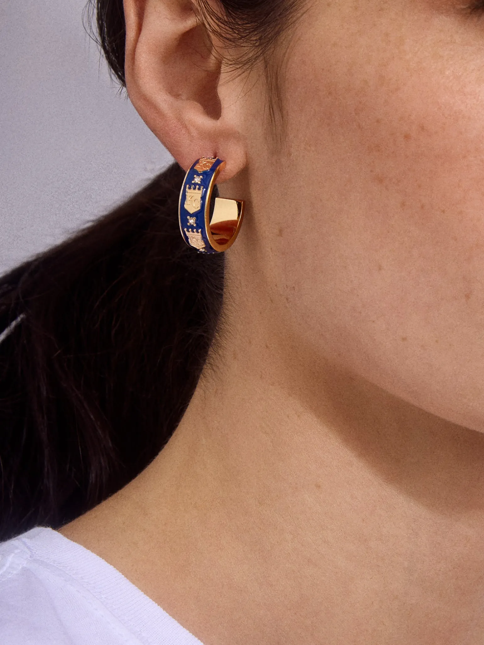 WEAR By Erin Andrews X BaubleBar Kansas City Royals Enamel Hoop Earrings - Kansas City Royals