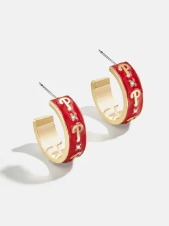 WEAR By Erin Andrews X BaubleBar Philadelphia Phillies Enamel Hoop Earrings - Philadelphia Phillies