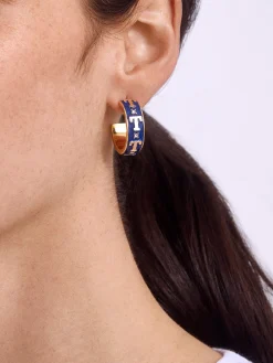 WEAR By Erin Andrews X BaubleBar Texas Rangers Enamel Hoop Earrings - Texas Rangers