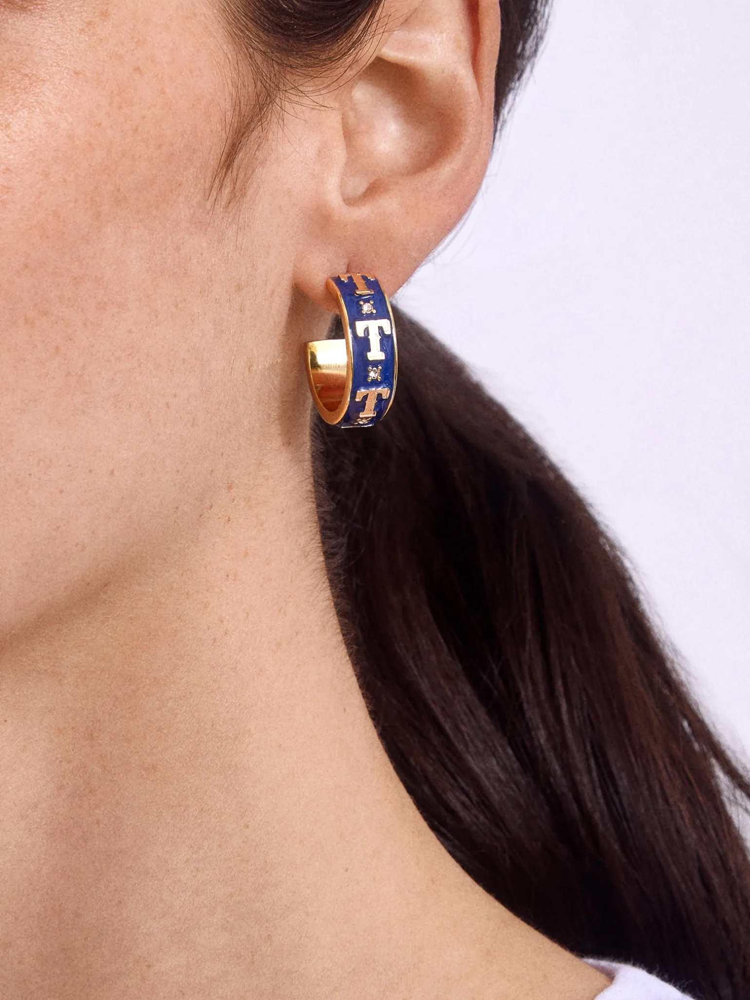 WEAR By Erin Andrews X BaubleBar Texas Rangers Enamel Hoop Earrings - Texas Rangers