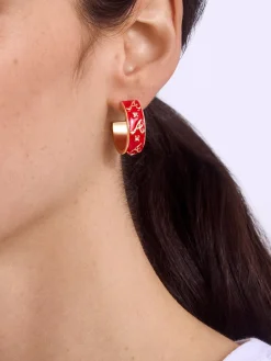 WEAR By Erin Andrews X BaubleBar Atlanta Braves Enamel Hoop Earrings - Atlanta Braves